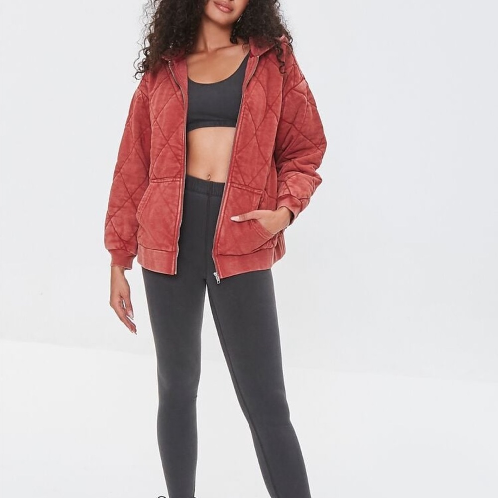 Red quilted zip up holdie